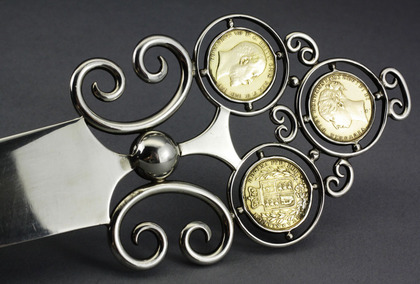 Antique Silver Letter Opener - Gold Sovereigns, 50th Wedding Anniversary